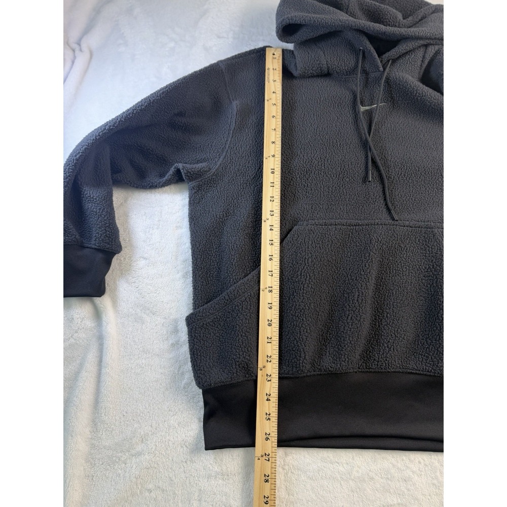 Nike Mens Black Sherpa Fleece Pullover Hoodie Center Swoosh Kangaroo Pocket Sz M - Picture 5 of 8